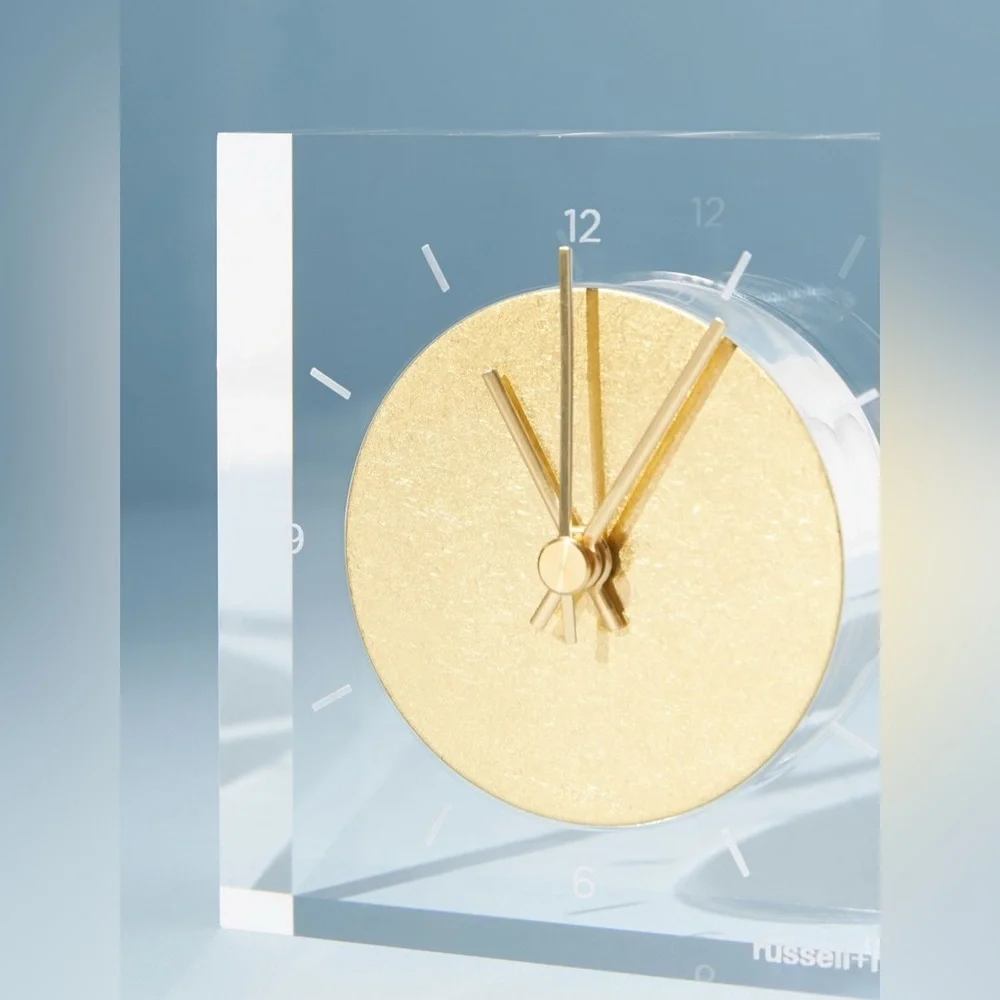 Acrylic Gold Anthropologie Clock Decorative Accent Office Home - Picture 4 of 5